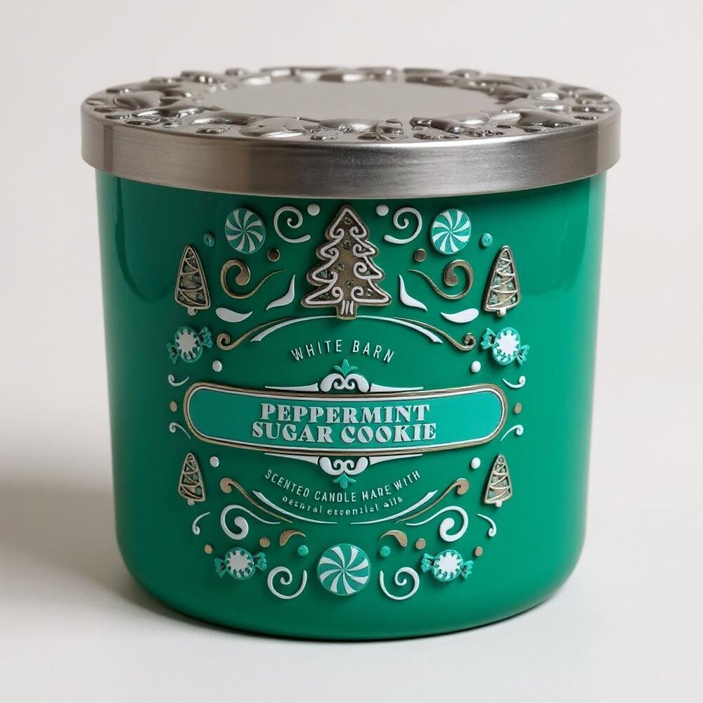 Bath & body work PEPPERMINT SUGAR COOKIE Large 3-Wick Candle New - Picture 3 of 4